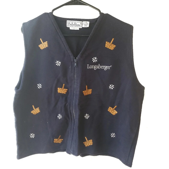 Vintage Belle Pointe Longaberger Womens Embroidered Sweater Vest Size XL Farm - Picture 1 of 8